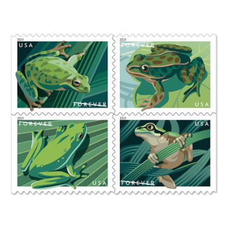 100 Frog Forever Stamps // Green Lily Pad Frogs Forever Postage Stamps for Mailing